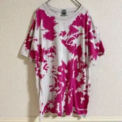 【一点物】ギルダン タイダイ柄 Tシャツ ピンク ホワイト 太陽 L 古着 夏