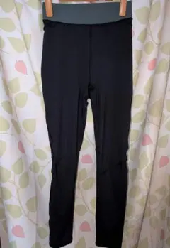 GU ACTIVE 配色タイツ M ブラック×グリーン ストレッチ