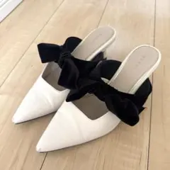 RANDA ミュールパンプス　リボン　ベロアのサムネイル