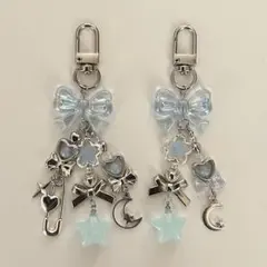 ビーズキーホルダー白