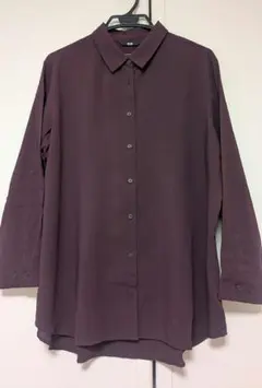 ワイン長袖ボタンシャツ