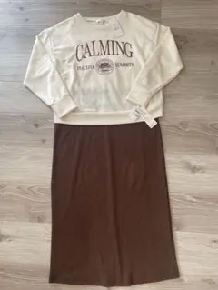 新品　ママンエベべ　マタニティ　ワンピース　長袖　Mサイズ　授乳服のサムネイル