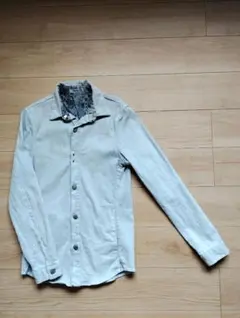 ライトブルー デニム風長袖シャツ