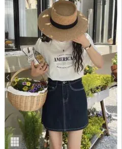 GRL デニム台形ミニスカート[at1817]