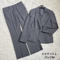 洗える アンカーウーマン 洋服の青山 ジャケット パンツスーツ グレー M-L
