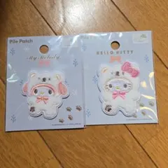 サンリオ パイルワッペン ふわふわスノー 着ぐるみ キティ マイメロ