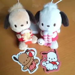 スシローはぴだんぶいコラボ限定マスコット　ポチャッコ2体セット　ピック2枚付き