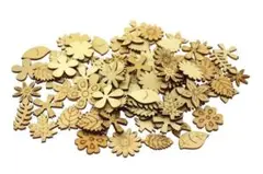 おしゃれ 天然木 木製 スライス チップ お花 葉っぱ 600個