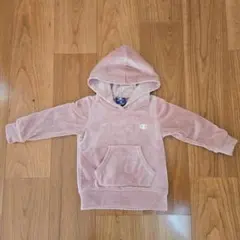 Champion フード付きトレーナー 90 ピンク ベロア