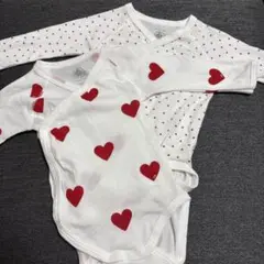 美品　PETIT BATEAU プチバトー　ハート柄　長袖ロンパース　セット