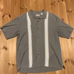 Vintage silk 開襟半袖シャツ キューバシャツ　XL グレー