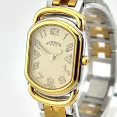 稼働 Hermes ラリー 腕時計 スモセコ 片開きバックル グレー 3858