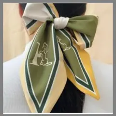 スカーフ シュシュ パールヘアゴム 韓国 かわいい グリーン レディース