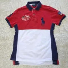 ポロバイラルフローレン ポロシャツ ビッグポニー 赤白紺 Y2K