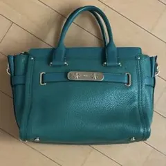 coach グリーン　緑　レザー ハンドバッグ　ショルダーバッグ　ポシェット