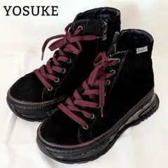 YOSUKE レースアップ ショートブーツ 厚底 スウェード ブラック 23cmのサムネイル