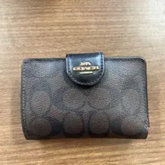 COACH 二つ折り財布 ブラウンレザー