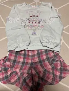 mezzo piano 水色トレーナー ショートパンツ　120cm メゾピアノ