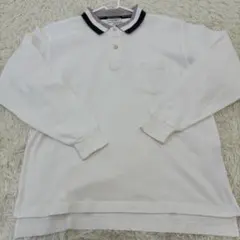 YVES SAINT LAURENT　ポロシャツ　長袖　L　ホワイト　刺繍あり
