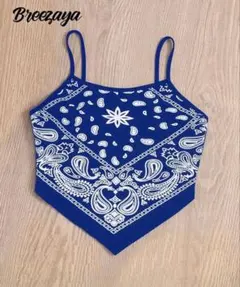 バンダナ柄 青 キャミソール