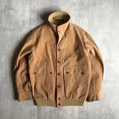 【80s vintage】A-1 レザーブルゾン　裏地チェック　スエード　短丈