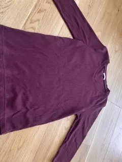 CINEMA CLUB バーガンディ長袖ニットワンピース