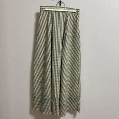 Simplicite 配色ギンガムタックスカート イエロー
