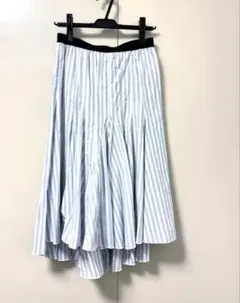 青白ストライプ ボリューム ミディ丈 フレアスカートのサムネイル