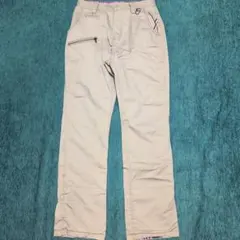 カジュアル チノパンツ ベージュ M ウエストチェック柄