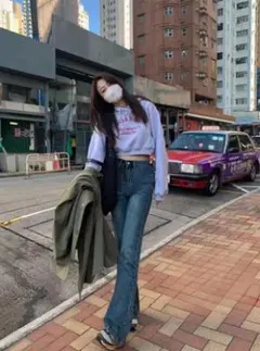 グレイル フレアデニム S ブルー 裾ほつれあり