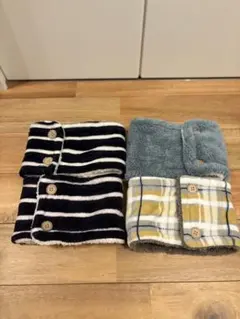 子供用マフラーセット ストライプとチェックキッズネックウォーマー