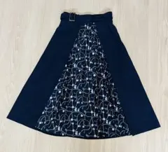 Natural Beauty Basic ネイビー フレアサイドプリーツスカート