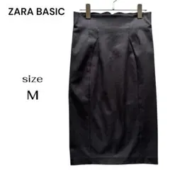 ザラベーシック ZARA タイトスカート ひざ丈 ストレッチ ビジネス 黒 M