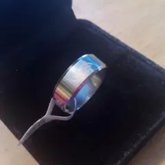 18号★新品★レインボー炎★シンプルステンレスリング★指輪　メンズ指輪