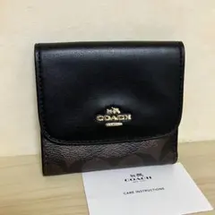 コーチ 二つ折り財布 シグネチャー ミニウォレット ブラウン