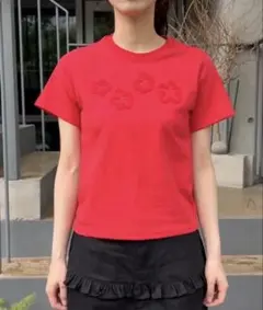 UNEMANSION ダッフルフラワーワッペン レタリング半袖Tシャツのサムネイル