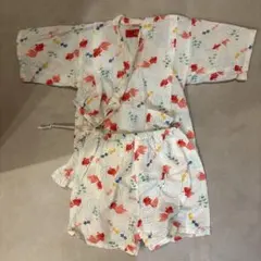白に赤系　金魚　甚平　90〜110