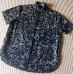 レア 超希少美品 チャイナブラウス  藍染めインディゴネイビー 中国製造 34