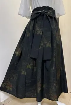 売約済み　No.408 大島紬リメイク6枚剥ギャザースカート