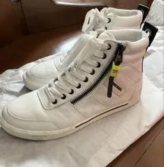 数回着用メンズ　ディーゼルDIESEL ハイカットレザースニーカー　26.5cm