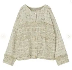 ココディール　ロングツイードニットジャケット COCODEAL