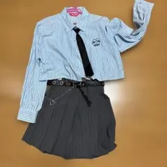 LOVE RABBY ストライプシャツ ネクタイ付 スカート セット