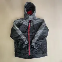 フード付きカジュアルジャケット 黒/グレー/赤