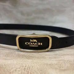 COACH コーチ モーガン レクタングル バックル ベルト ブラック 黒 金のサムネイル