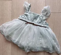 アプレレクール お花　チュールスカート　レース　ロンパース　70 グリーン　緑