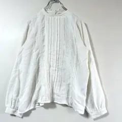 【Samansa Mos2】フリルカラー コットン レース プリーツ シャツ F