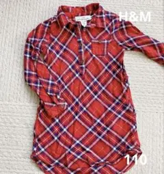 H&M 110㎝ シャツワンピース　赤チェック