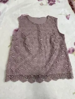 UNIQLO 薄紫 レース ノースリーブ S