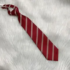 【ネクタイST08】赤色　ストライプ　つけネクタイ　スクールネクタイ