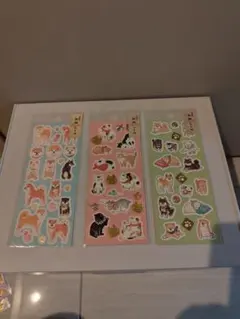 新品　和紙シール　犬と猫のイラスト3枚セット